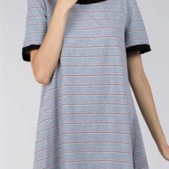 Blue Stripe T-Shirt Dress M - Picture 1 of 2
